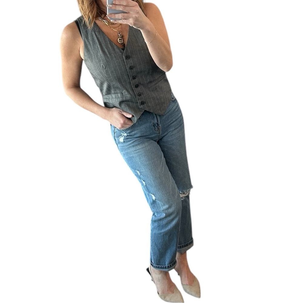 Plaid Gray Button-Up Vest